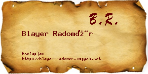 Blayer Radomér névjegykártya